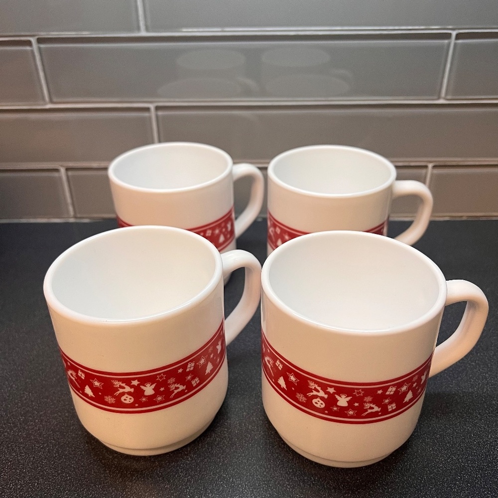 TOSCANA SET 4 MUGS 10 OZ OPAL RENO / CHRISTMAS GIFS